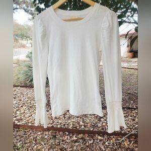 Nation LTD Pima Cotton Cream White Long Sleeve Top Sz XS Like New